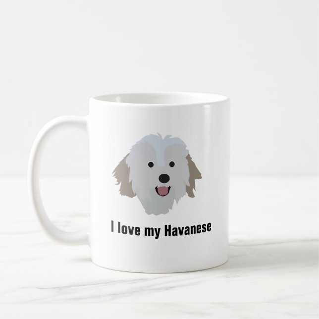 Havanese Hundekaffee-Tasse - i-Liebe mein Havanese Kaffeetasse (Links)