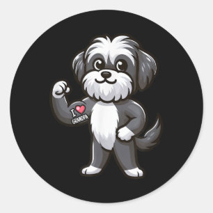 Havanese I Liebe Grandpa Funny Dog Tattoo Runder Aufkleber