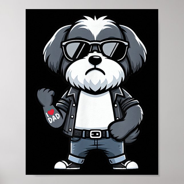 Havanese I Liebe Vater Funny Dog Tattoo Poster (Vorne)