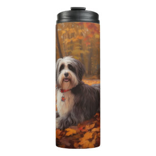 Havanese im Herbst inspiriert durch fallende Blätt Thermosbecher