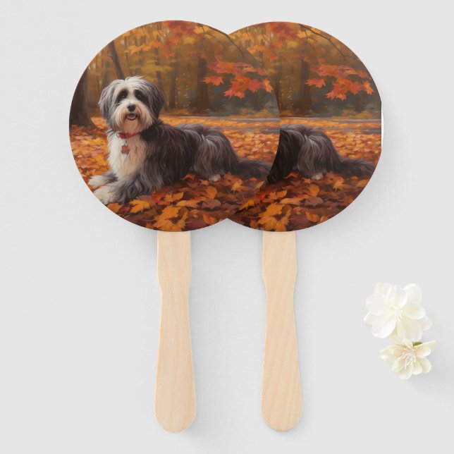 Havanese im Herbst Leaves Fall Inspiriert Fächer (Vorne und Hinten)
