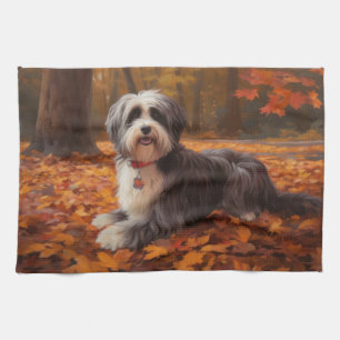 Havanese im Herbst Leaves Fall Inspiriert Geschirrtuch