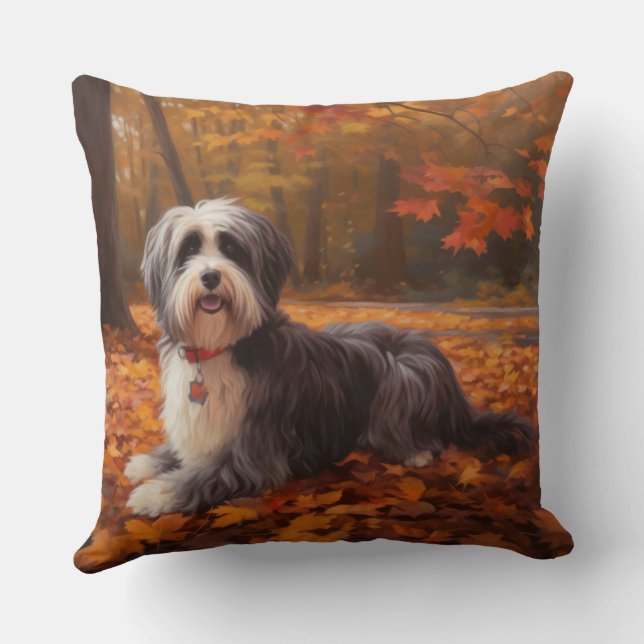 Havanese im Herbst Leaves Fall Inspiriert Kissen (Rückseite)