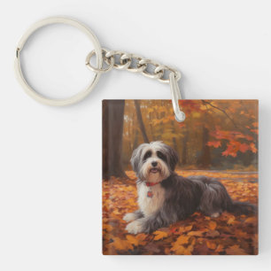 Havanese im Herbst Leaves Fall Inspiriert Schlüsselanhänger