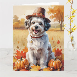 Havanese im Herbstlaub Thanksgiving Kunst Karte