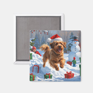 Havanese läuft in Schnee mit Weihnachtshut Magnet