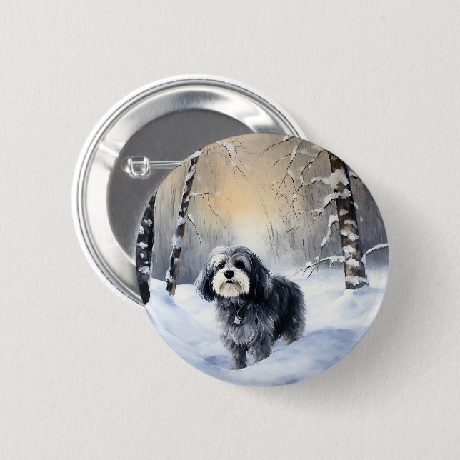 Havanese Let It Snow Weihnachten Button (Vorne & Hinten)