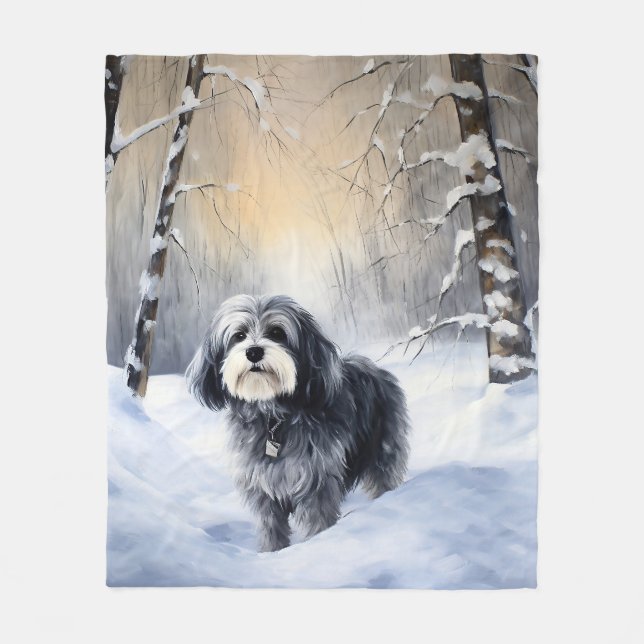 Havanese Let It Snow Weihnachten Fleecedecke (Vorderseite)