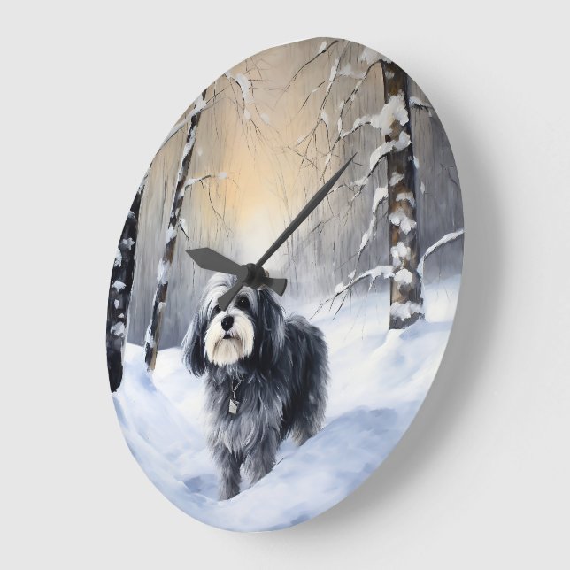 Havanese Let It Snow Weihnachten Große Wanduhr (Winkel)