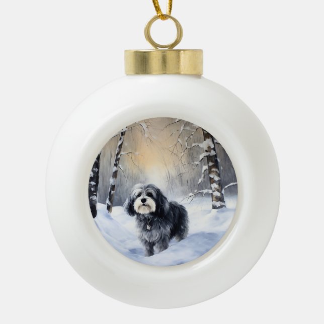 Havanese Let It Snow Weihnachten Keramik Kugel-Ornament (Vorderseite)