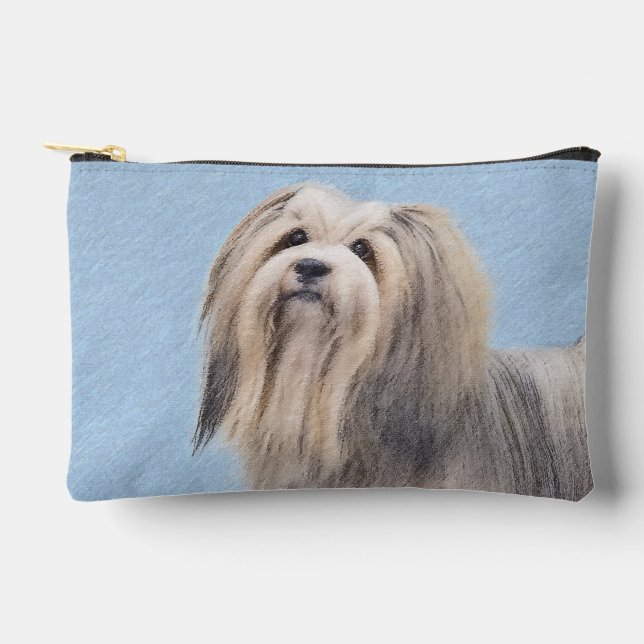 Havanese Malerei Silber Niedlich Original Haustier Zubehörtasche (Vorderseite)