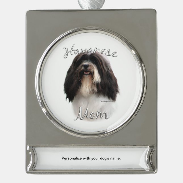 Havanese Mama 2 Banner-Ornament Silber (Vorderseite)