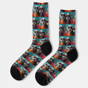 Havanese mit Herz Rosen Valentinstag Socken
