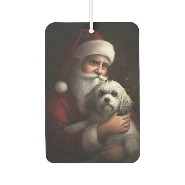 Havanese mit Weihnachtsmann Weihnachten Autolufterfrischer (Vorderseite)