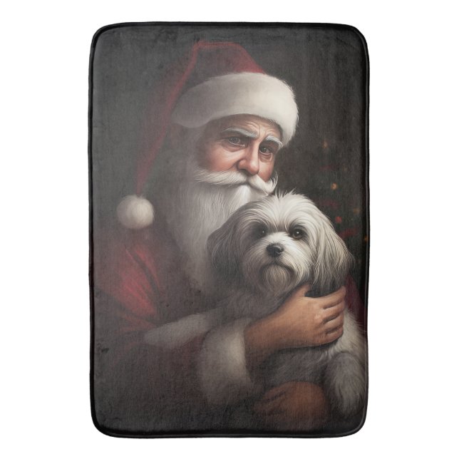 Havanese mit Weihnachtsmann Weihnachten Badematte (Vorderseite Vertikal)