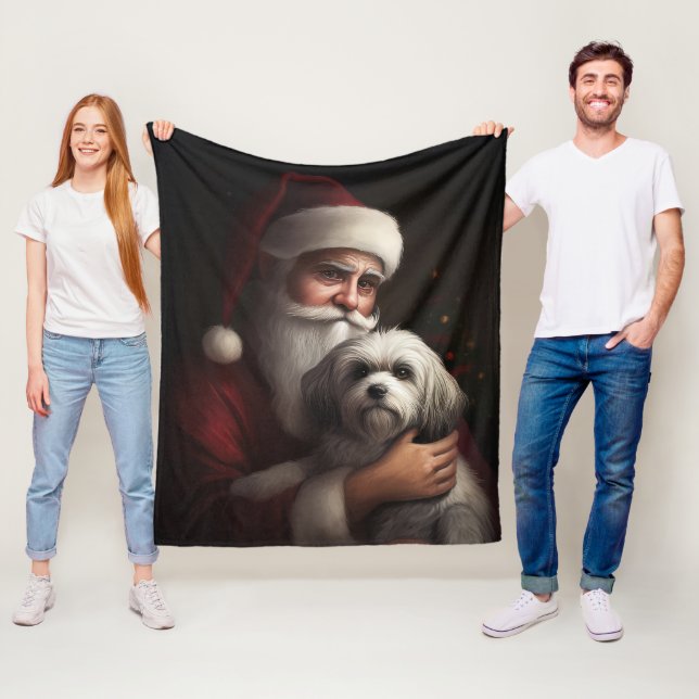 Havanese mit Weihnachtsmann Weihnachten Fleecedecke (Beispiel)