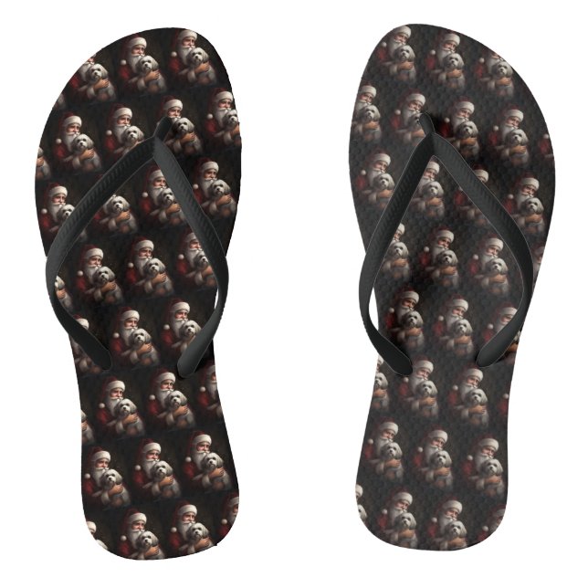 Havanese mit Weihnachtsmann Weihnachten Flip Flops (Fußbett)