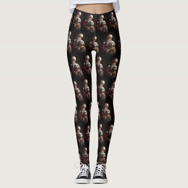 Havanese mit Weihnachtsmann Weihnachten Leggings (Vorderseite)