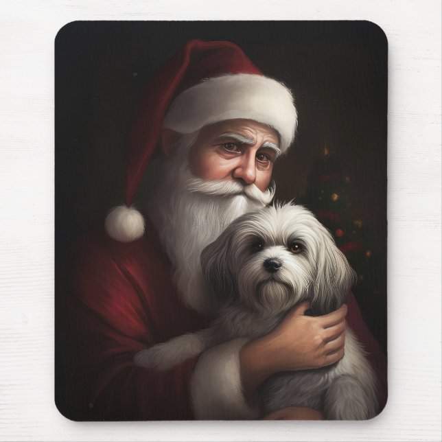 Havanese mit Weihnachtsmann Weihnachten Mousepad (Vorne)