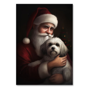 Havanese mit Weihnachtsmann Weihnachten Tischnummer