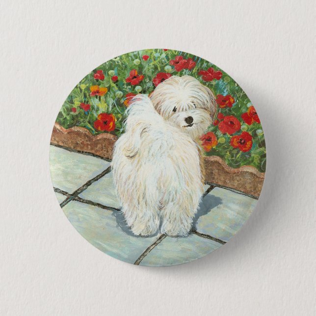 Havanese n Poppies Kunst, Dichtung und Musik Button (Vorderseite)