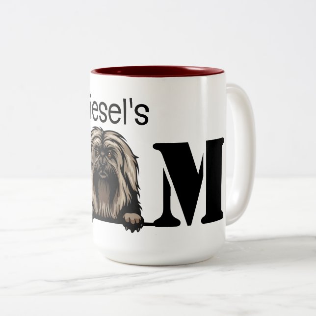 Havanese Personalisiert Peeking Mama Zweifarbige Tasse (VorderseiteRechts)