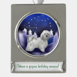 Havanese Personalisierte Weihnachten Banner-Ornament Silber