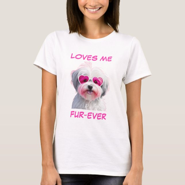 Havanese Pink Heart Shaped Sonnenbrille T-Shirt (Vorderseite)