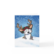Havanese Reindeer Holiday Card