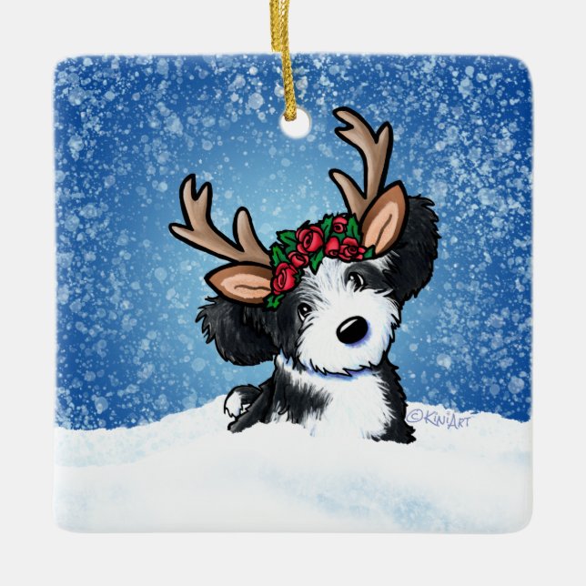 Havanese Rentier Keramik Ornament (Vorderseite)