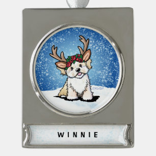 Havanese Rentier Weihnachtsdekoration Banner-Ornament Silber
