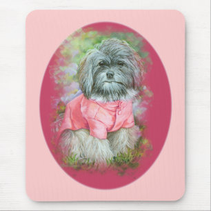 Havanese rosa Coat Art Portrait Mousepad