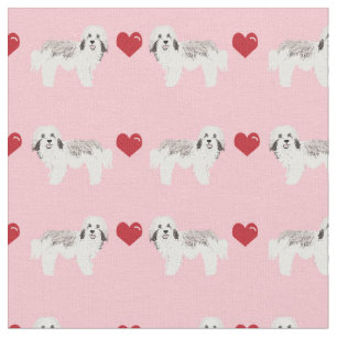 Havanese Rosa Herzen Liebe Hund Stoff