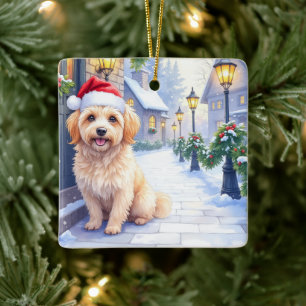 Havanese Schneedorfgang Weihnachtsmannmütze Weihna Keramikornament