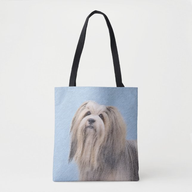 Havanese (Silber) Malerei - Niedliche Original Hun (Vorderseite)