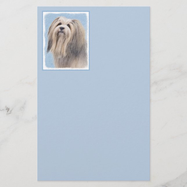 Havanese (Silber) Malerei - Niedliche Original Hun Briefpapier (Vorderseite)