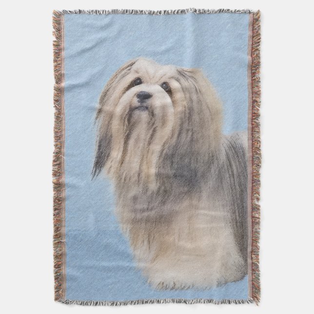 Havanese (Silber) Malerei - Niedliche Original Hun Decke (Vorderseite Vertikal)
