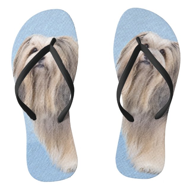 Havanese (Silber) Malerei - Niedliche Original Hun Flip Flops (Fußbett)