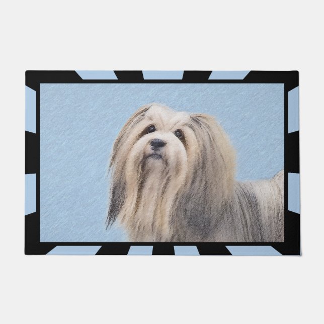 Havanese (Silber) Malerei - Niedliche Original Hun Fußmatte (Vorderseite)