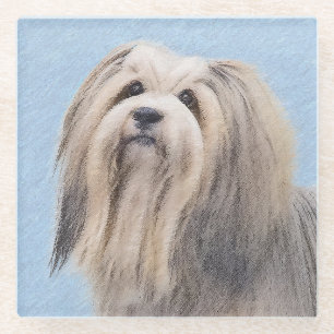 Havanese (Silber) Malerei - Niedliche Original Hun Glasuntersetzer