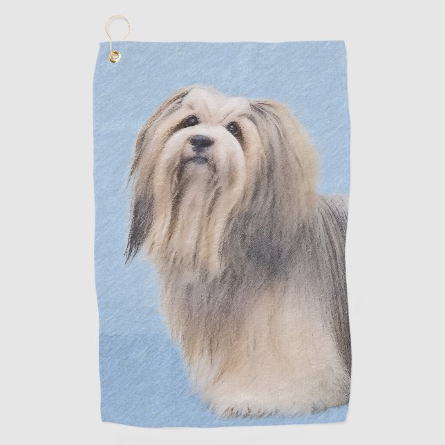 Havanese (Silber) Malerei - Niedliche Original Hun Golfhandtuch (Vorderseite)