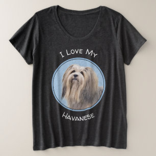 Havanese (Silber) Malerei - Niedliche Original Hun Große Größe T-Shirt