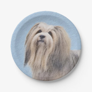 Havanese (Silber) Malerei - Niedliche Original Hun Pappteller
