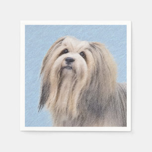Havanese (Silber) Malerei - Niedliche Original Hun Serviette