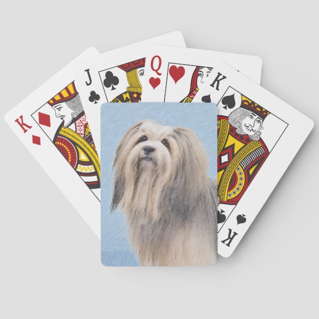 Havanese (Silber) Malerei - Niedliche Original Hun Spielkarten (Rückseite)