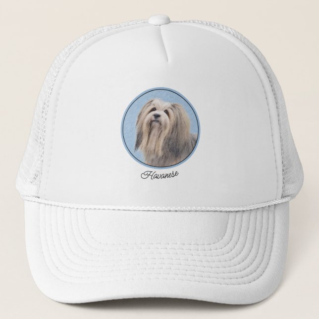 Havanese (Silber) Malerei - Niedliche Original Hun Truckerkappe (Vorderseite)