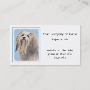 Havanese (Silber) Malerei - Niedliche Original Hun Visitenkarte
