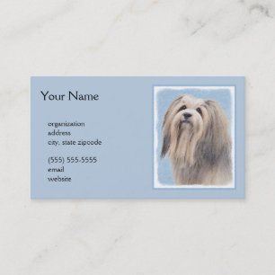 Havanese (Silber) Malerei - Niedliche Original Hun Visitenkarte