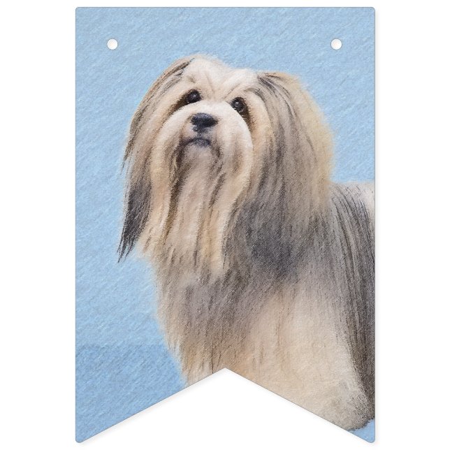 Havanese (Silber) Malerei - Niedliche Original Hun Wimpelkette (Erste Fahne)