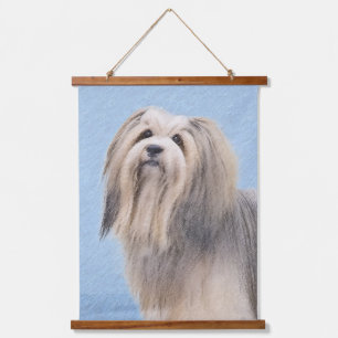 Havanese (Silber) Malerei - Süße originelle Hundek Wandteppich Mit Holzrahmen